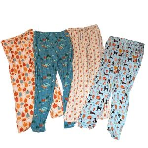 Emerson and Friends Bamboo Pajama Pants Bundle Adult Med 4 Pair Pumpkin Dog Camp